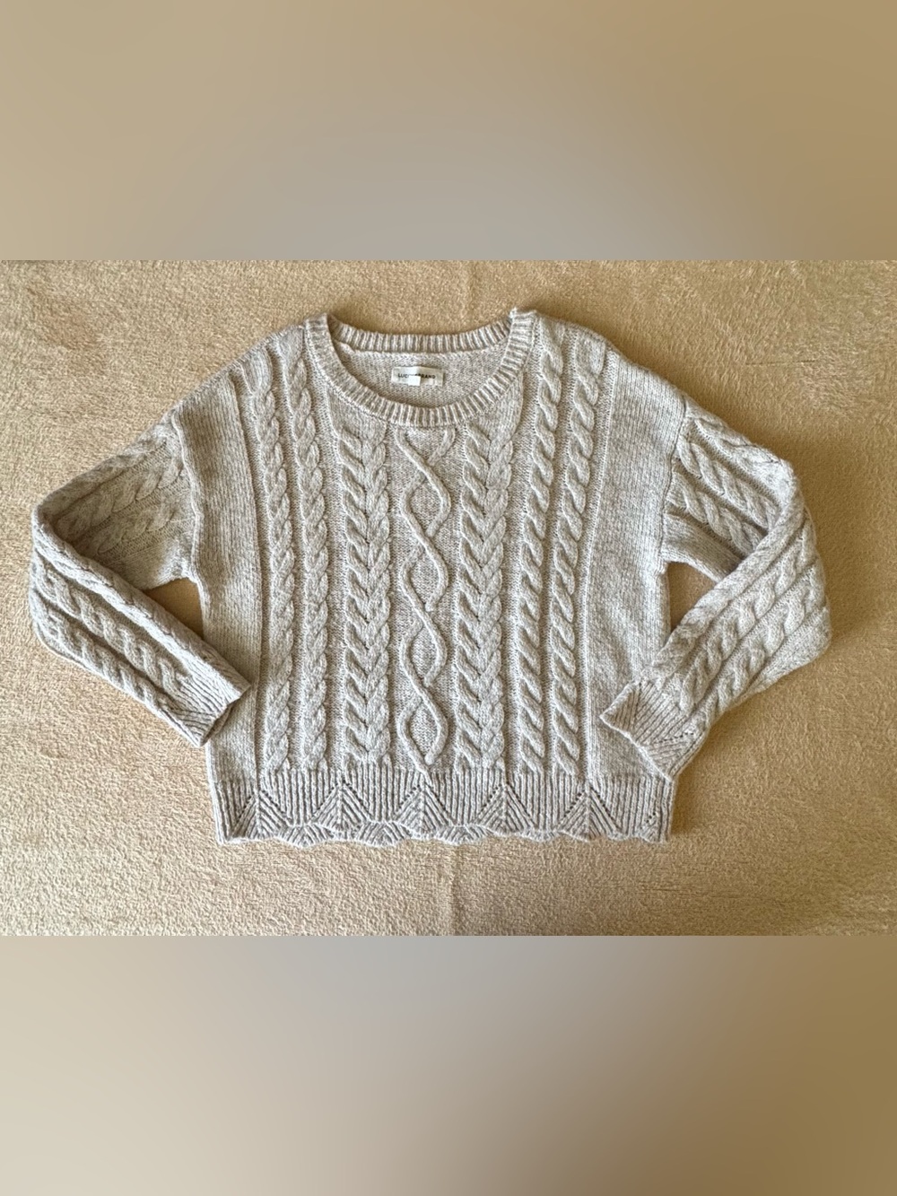 Lucky Brand Cream Cable Knit Crewneck Sweater